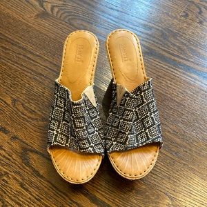 Born Cork Wedge Sandals Size 10